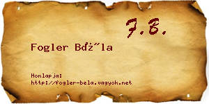 Fogler Béla névjegykártya
