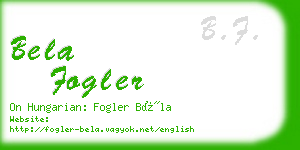 bela fogler business card